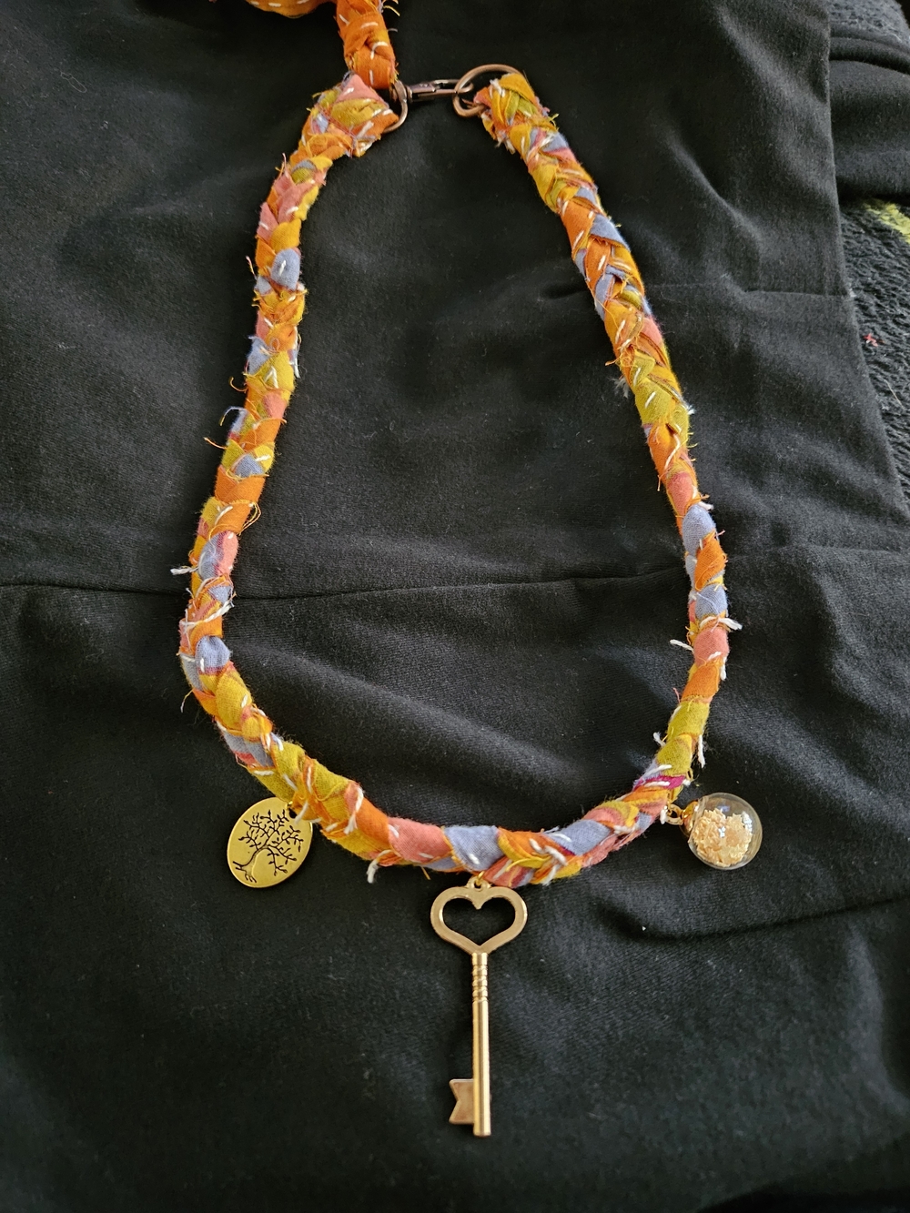 Handmade Braided Kantha Charm Necklace